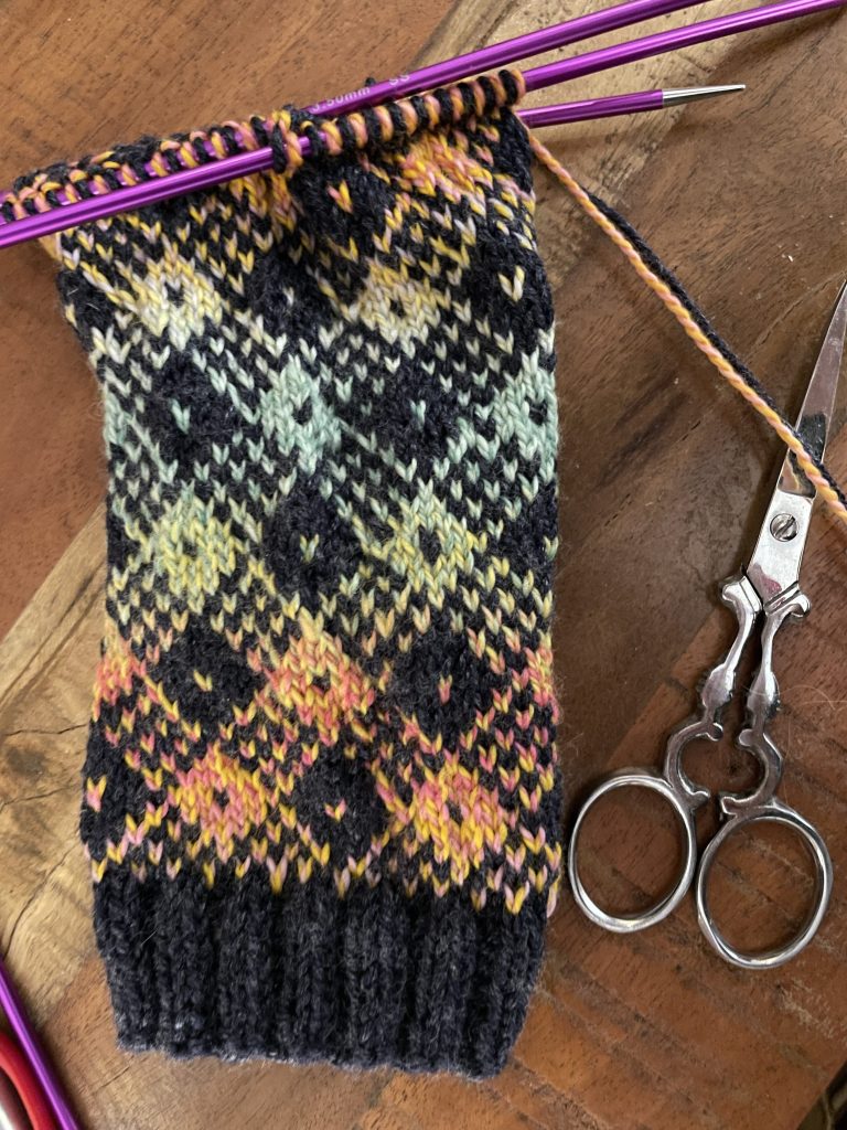 Nollie Fingerless Mitts in progress
